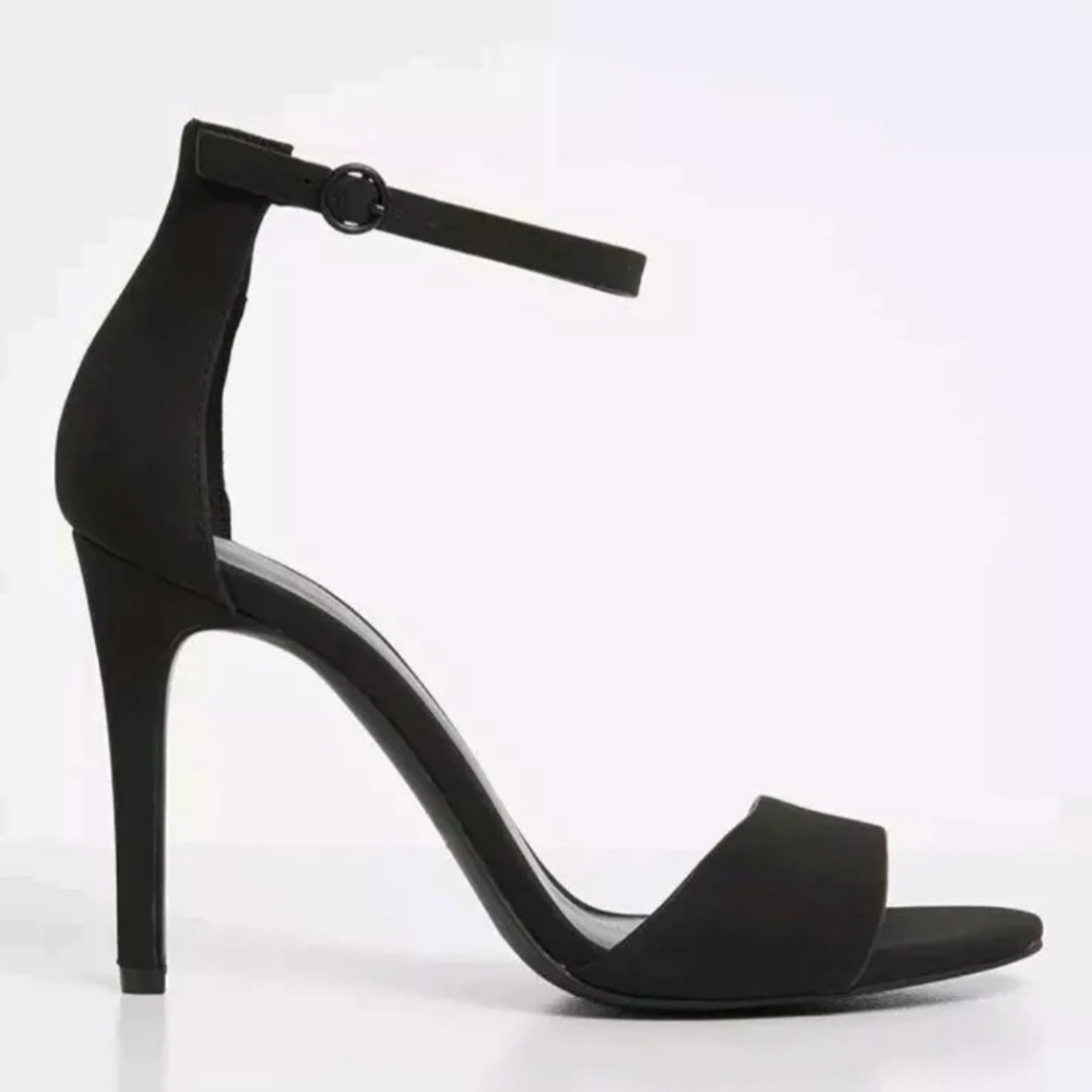 Party Black Ankle strap high heel faux leather snakeskin pattern 7.5